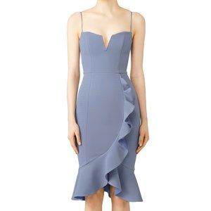 Nicholas Dusty Blue Faux Wrap Cocktail Dress